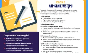 Otwarta książka z ołówkiem, ilustracja do poradnika o pisaniu wstępu do rozprawki.