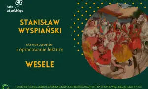 Fragment obrazu "Wesele" Stanisława Wyspiańskiego przedstawiający ludzi w strojach ludowych.