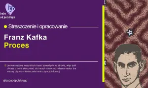 Ilustracja z portretem Franza Kafki i tekstem "Proces".