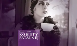Kobieta w stylu retro z lat 20. XX wieku pije kawę, trzymając filiżankę.