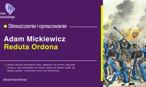 Ilustracja przedstawia bitwę z żołnierzami w niebieskich mundurach i sztandarami.