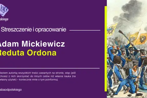 Ilustracja przedstawia bitwę z żołnierzami w niebieskich mundurach i flagami.