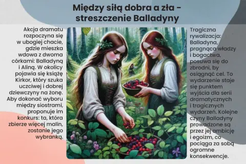 Dwie młode kobiety w strojach ludowych zbierają maliny w lesie.