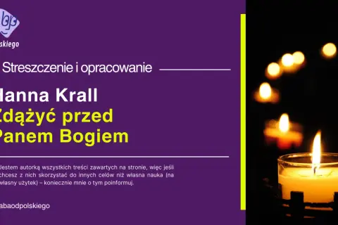 Płonąca świeca na ciemnym tle, obok tekst o lekturze "Zdążyć przed Panem Bogiem".
