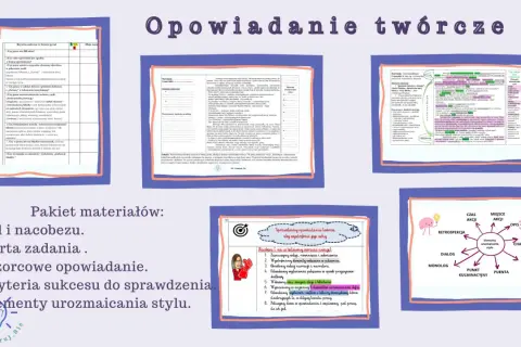 Zestaw materiałów do pisania opowiadań: schematy, listy kontrolne, przykłady i diagramy elementów stylu.