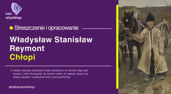 Obraz przedstawia chłopca w stroju ludowym stojącego obok konia i wozu.