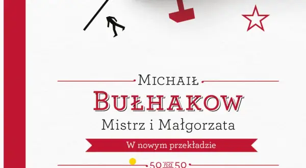 Grafika z napisem "Michaił Bułhakow Mistrz i Małgorzata" i elementami graficznymi.