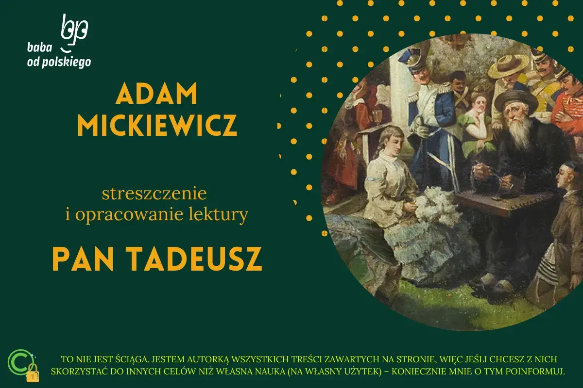 Ilustracja z obrazu przedstawiająca scenę z "Pana Tadeusza" Adama Mickiewicza.