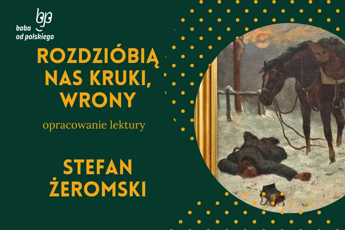 Obraz przedstawia scenę z obrazu: koń i leżący w śniegu człowiek.