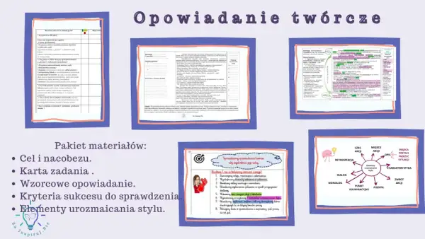 Zestaw materiałów do pisania opowiadań: schematy, listy kontrolne, przykłady i diagramy elementów stylu.