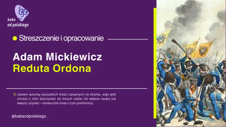 Ilustracja przedstawia bitwę z żołnierzami w niebieskich mundurach i sztandarami.